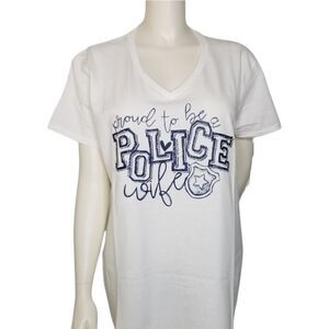 PROUD to be a Police Wife TShirt Gildan V Neck